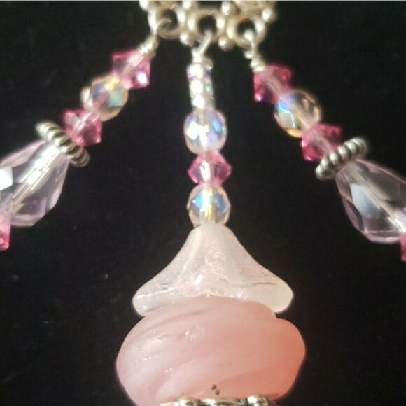 Ballerina Pink Beaded Dangling Earrings - Picture 5 of 6